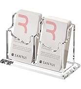 SANRUI Vertical Business Card Holder for Desk,Clear Acrylic Business Card Display Stand,2 Slots 1...