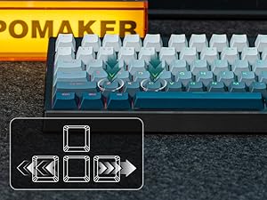 Digital interface or media player control panel featuring illuminated blue directional arrows and control buttons against dark background.
