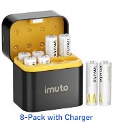 imuto Rechargeable AA Batteries with Charger, 3600mWh 8 Pack, 1.5V