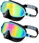 Vvinca Swim Goggles with Nose Cover, 2 Pack Wide View Diving Mask Anti-Fog UV No Leak Toddlers Sw...