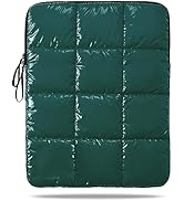 Linpr Puffy Laptop Sleeve 15-16 Inch Dark Green, Waterproof Carrying Case Bag for Women, Fluffy C...