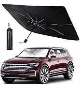 KoiLuvGo Windshield Sun Shade Car Umbrella, 55"x31" Front Window Sunshade with Titanium Silver Co...