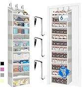 over the door organizer, Solid Bamboo Board (Not Plastic!) 6-Tier Heavy Duty 75LB, 12 Side Pocket...