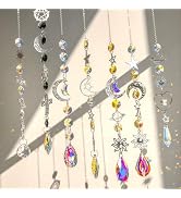 BADAO 270pcs Stained Glass Window Hangings Crystal Snowflake Suncatcher,7 Styles Sun Catchers Ind...