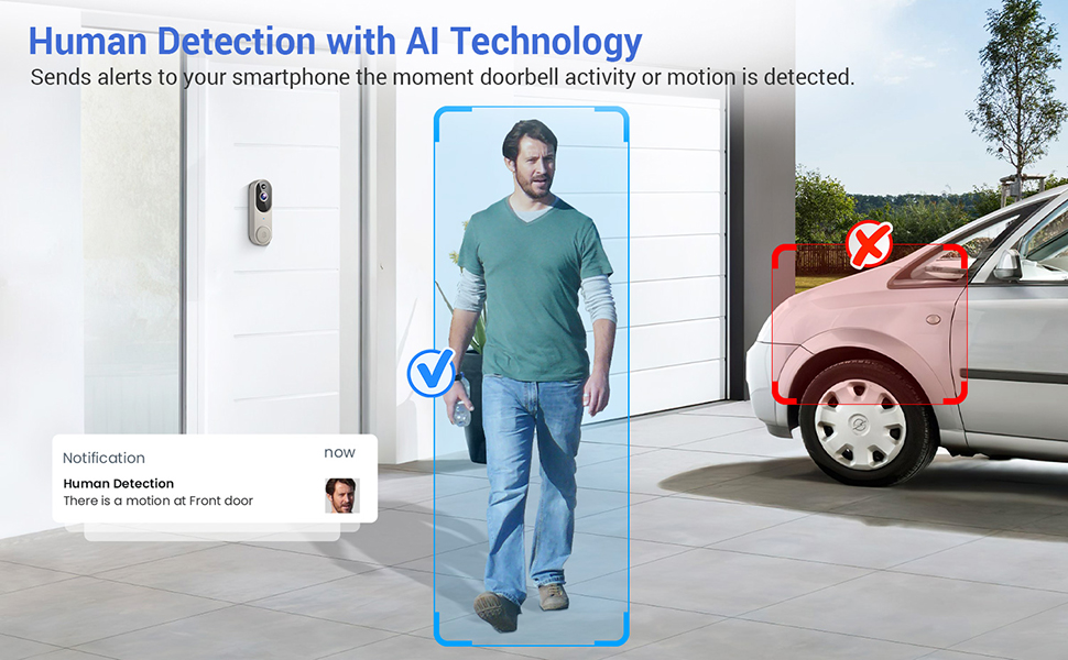 wireless doorbell camera Ai human detection