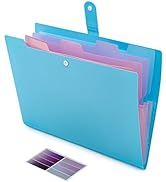 NAFY Colorful Expanding File Folder, 5 Pockets Folder with Colored Labels Portable Weave Pattern ...