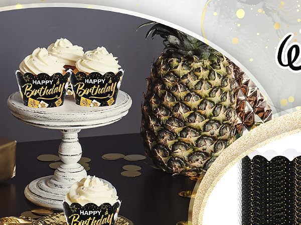 36Pcs Happy Birthday Cupcake Wrappers