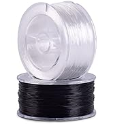 KONMAY 2 Rolls 0.8mm Flat Stretchy Bracelet Strings with Organizing Case, 180 Yards Black and Whi...