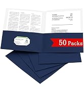 Zzrywuty 50 Packs Two Pocket File Folders with Business Card Slot,Textured Paper,Letter Size,Hold...