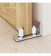 JUBEST Barn Door Floor Guide - Satin Nickel Adjustable Roller Wall Mounted Floor Guide for Door T...