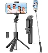 Portable Selfie Stick, 4 in 1 Extendable Phone Tripod Stand with Detachable Wireless Remote & Pho...