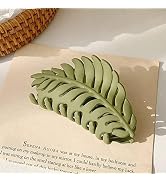 Junfamilee Hair Clip, 1Pc Green Leaf-shaped Hair Clip with Many Teeth, Big Claw Clips, 3.5 Inch, ...