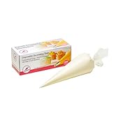 Disposable white plastic urinary device with packaging box, designed for portable use. Features cone-shaped design with wider collection end and narrow output tip.
