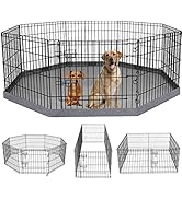 PETIME Foldable Metal Dog Exercise Pen/Pet Puppy Playpen Kennels Yard Fence Indoor/Outdoor 8 Pane...