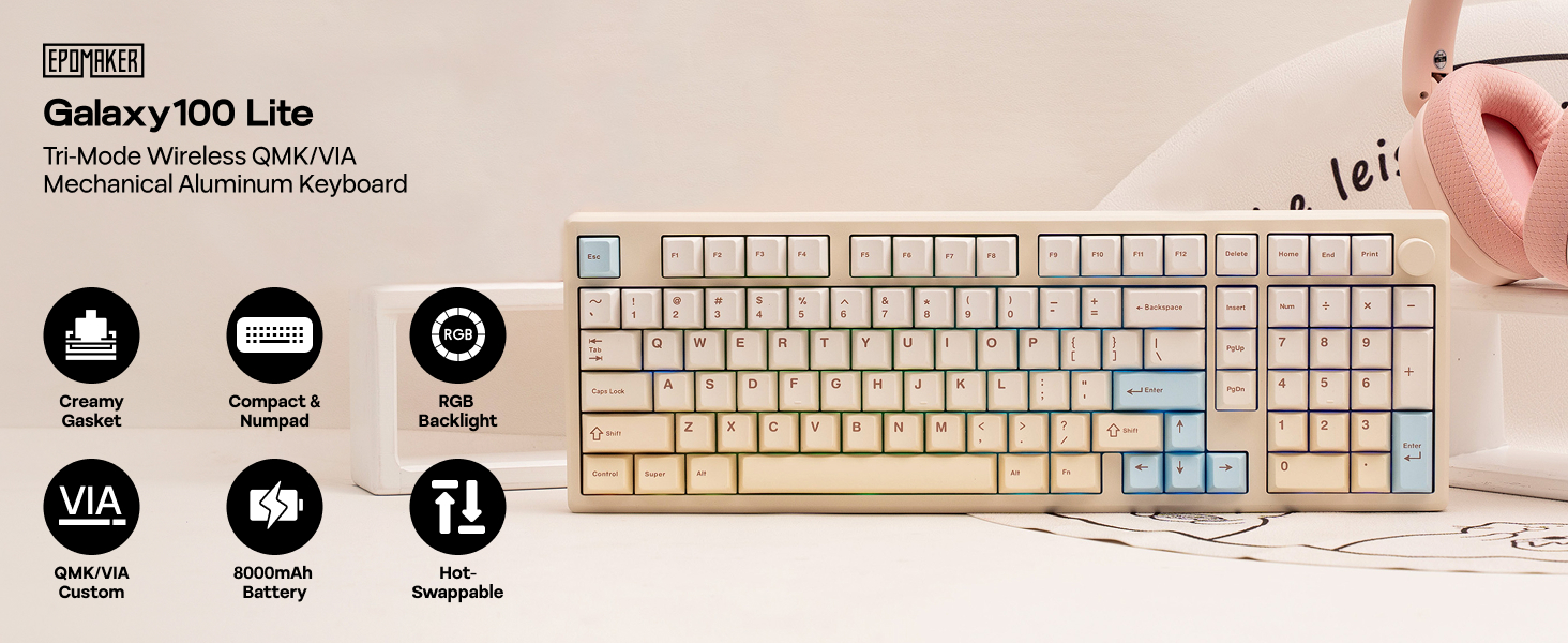 Galaxy100 Lite QMK/VIA Gaming Keyboard