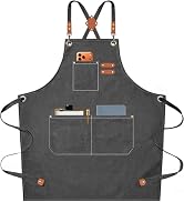 AFUN Chef Aprons for Men Women with Oversized Pockets, 16-Ounce Cotton Canvas Cross Back Heavy Du...
