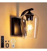 SURPALIG Battery Operated Wall Sconce, Rechargeable Magnetic Wall Lamp with Remote Control, Dimma...