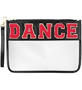 Dance Makeup Bag - Clear Chenille Varsity Letter Flat Pouch with Zipper, Waterproof Clear PVC&PU ...
