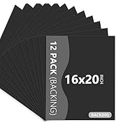Somime 12 Pack Backing Boards Only - 16x20 Uncut Black Mats Matboards, Acid Free Backerboards, Id...