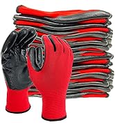 Evridwear Work Gloves with Grip Rubber Coated for Men Women Warehouse Mechanic,12 Pairs Bulk