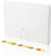 Accordian File Organizer 13 Pocket Expanding File Folder with Labels, A4 Letter Size Paper Docume...