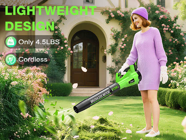 Tietoc Leaf Blower Cordless, 735CFM/200MPH Brushless Electric Leaf Blower