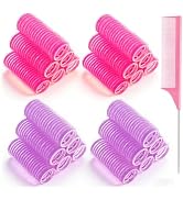 24 Pcs Self-Grip Small Hair Rollers Set, Curlers for Women Short Hair and Bangs, No Heat Hair Cur...