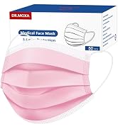 50 Pcs Pink Disposable Face Masks, 3 Layers Safety Medical Mask for Protection, Fit for Adults Te...
