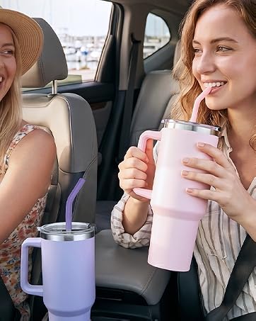 40 oz tumbler with handle and straw