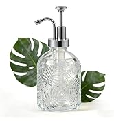 Komashr 11.8Oz Vintage Glass Bathroom Soap Dispensers with Silver Pump, Refillable Kitchen Dish S...
