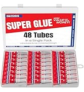 GH1200-1 Gram (Pack of 48) Single-Use Super Glue All Purpose, Super Fast, Thick & Strong Adhesive...