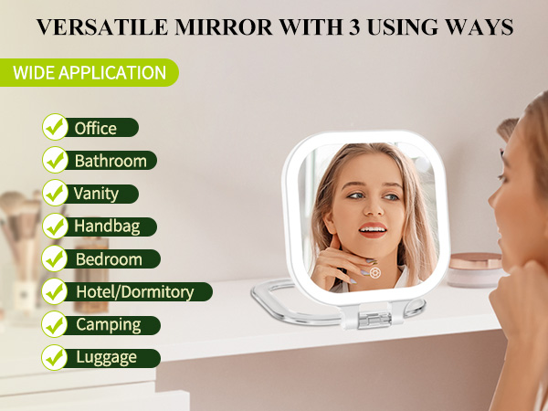 travel magnifying mirror with light