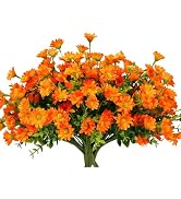 alyptus 8 Bundles Artificial Flowers for Outdoors Faux Mums UV Resistant Plastic Fall Plants Fake...