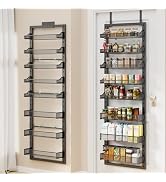 CUISIBOT 8 Tier Pantry Door Organizer, 2 IN 1 Over the Door Pantry Organizer with Metal Adjustabl...