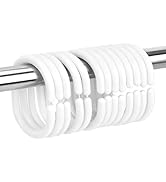 Qulable 24 pcs Shower Curtain Rings Plastic Shower Curtain Hooks C-Shaped Rings Hook Hanger Bath ...