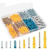 KURUI Drywall Anchors and Screws Assortment Kit 270PCS, 135 Plastic Dry Wall Anchors and 135 Phil...