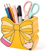 MALLMALL6 Bow Pencil Holder - Back to School Wooden Pen Holder, Cute Ribbon Caddy Case Gift for K...