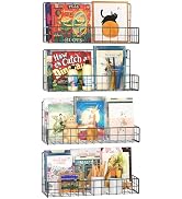 Wall Mounted Metal Kids Bookshelf - Wall Book Shelf for Kids Rooms, Hanging Book Shelves Organize...