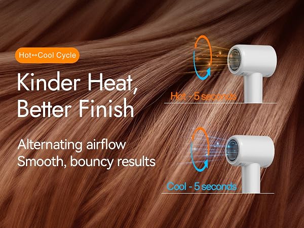 Red/blue airflow waves alternating on hair