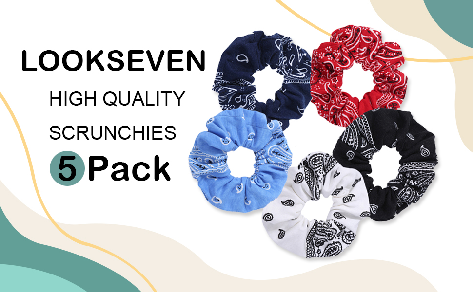 Cotton Bandana Print Scrunchies Hair Bands Scrunchy Hair Ties for Women