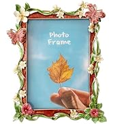 Pasiir Vintage Photo Frame 5x7, Hand Painted Floral Picture Frame with Metal Frame and High Defin...