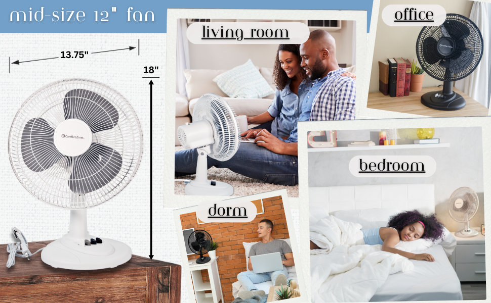12 inch portable fan is great for the office break room dorm living room bedroom workshop den