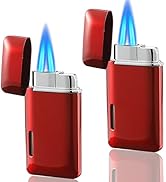 Futlidys 2 Pack Mini Torch Lighter Butane Refillable, Double Flame Butane Lighter with Visible Wi...