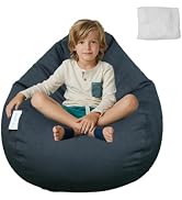 Tusrai Bean Bag Cover with Liner Only Washable Ultra Soft Stretch Faux Suede Velvety Bean Bag Cha...