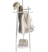 Aibiju Wooden Coat Rack Unique Coat Hanger Stand with Storage Shelf and 3 Crossbar, Coat Tree Eas...