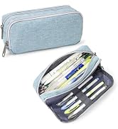 Della Gao Pencil Case Large Capacity Pencil Pouch for Adults (Light Blue)