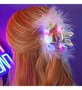 Brinie Light Up Hair Claw LED Flash Feather Hair Clip Claw Hair Claw Clamp Laser Hair Jaw Clamps ...