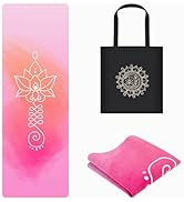JOOEER Travel Yoga Mat, Non-slip Foldable Travel Fitness Mat With Carry Bag for Yoga, Exercise, P...