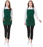 Short Cotton Aprons for Women with 3 Pockets, Chef Apron for Unisex,Waitress Apron for Kitchen Co...