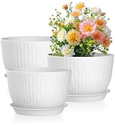 Meowell 12/10/9 inch Large Plant Pots, 3 Pack Wide Flower Pots for Outdoor Indoor Plants with Wat...